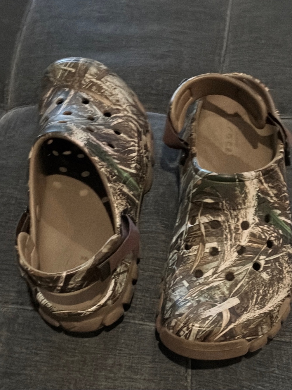 CROCS Men's Camo Slip-On Clog in Brown and Green